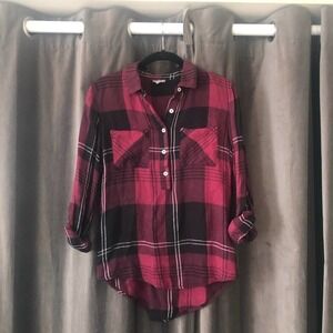 Charlotte Russe Buffalo Plaid Button-Up Size XS
